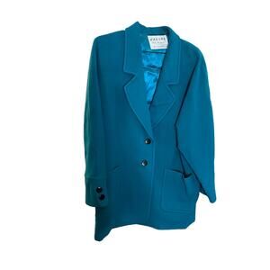 Jaeger Vintage Teal Wool Coat Women's Sz Large